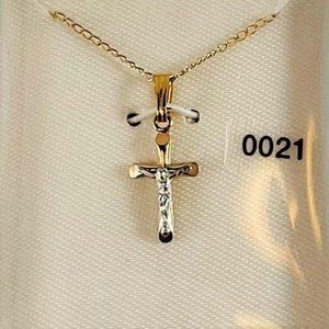 14k Gold Necklace with Gold Cross Charm